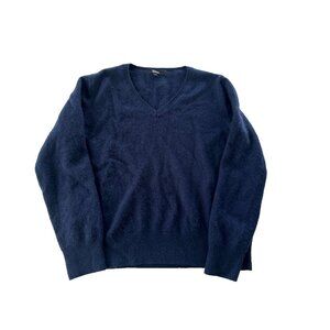 Quince Womens LG Navy V-neck Cashmere Sweater